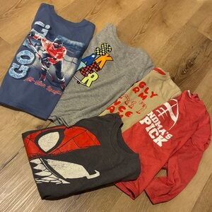 💗 Boys 5 tops Assorted Graphic T-Shirts for Kids size 5